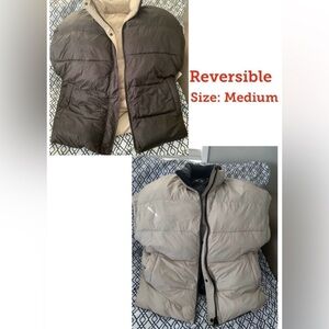 Oversized UGG Reversible Puffer Vest with pockets Black & Beige NWOT